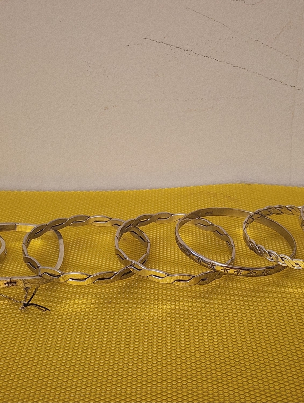 Vintage  Sterling 925 Stacking Bangle  7pc Lot - Braided, Etched, & Hinged